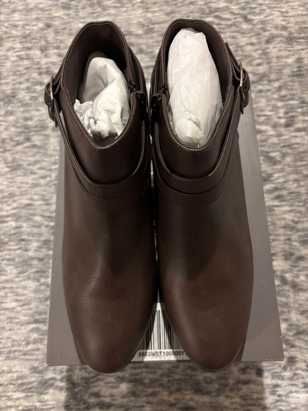 Style & Co Willaap Ankle Booties Dark Roast Brown Buckle Zip Size 10.5 J241